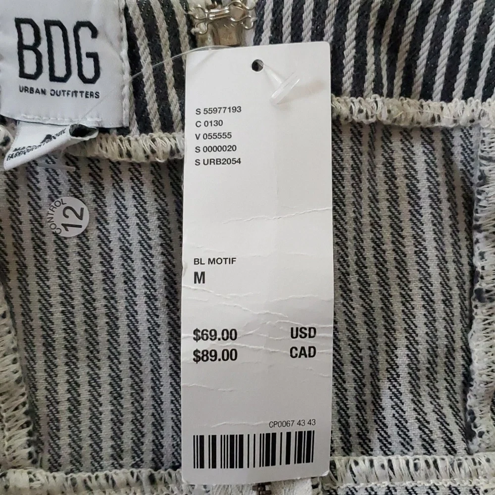 Urban Outfitters BDG Hudson Black and White Pinstriped Denim Mini Dress Size M - Picture 7 of 10